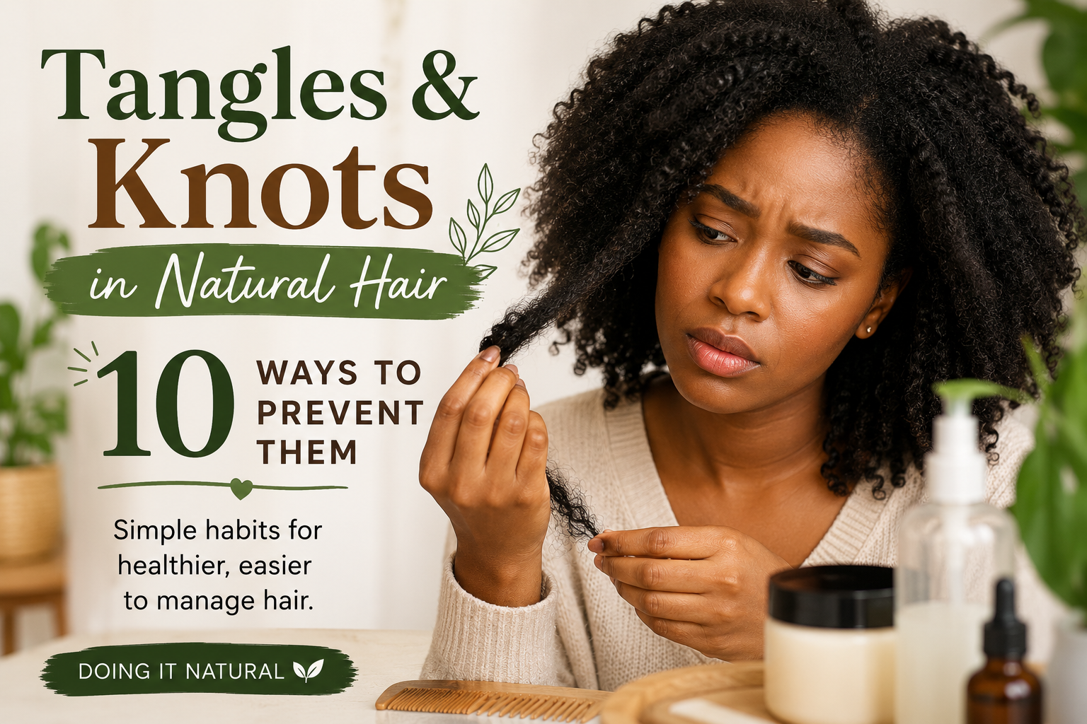 Tangles and knots in natural hair